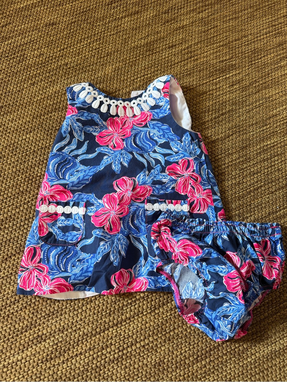 Lilly Pulitzer Navy & Hot Pink Floral One-Piece Dress with Bloomers